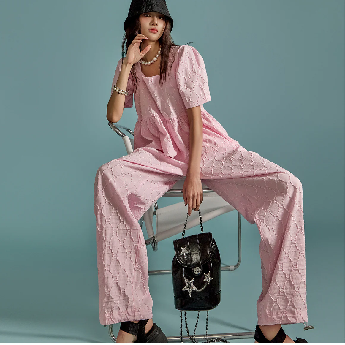 TP1908 Jacquard Blouse and Pants Set - Image 2