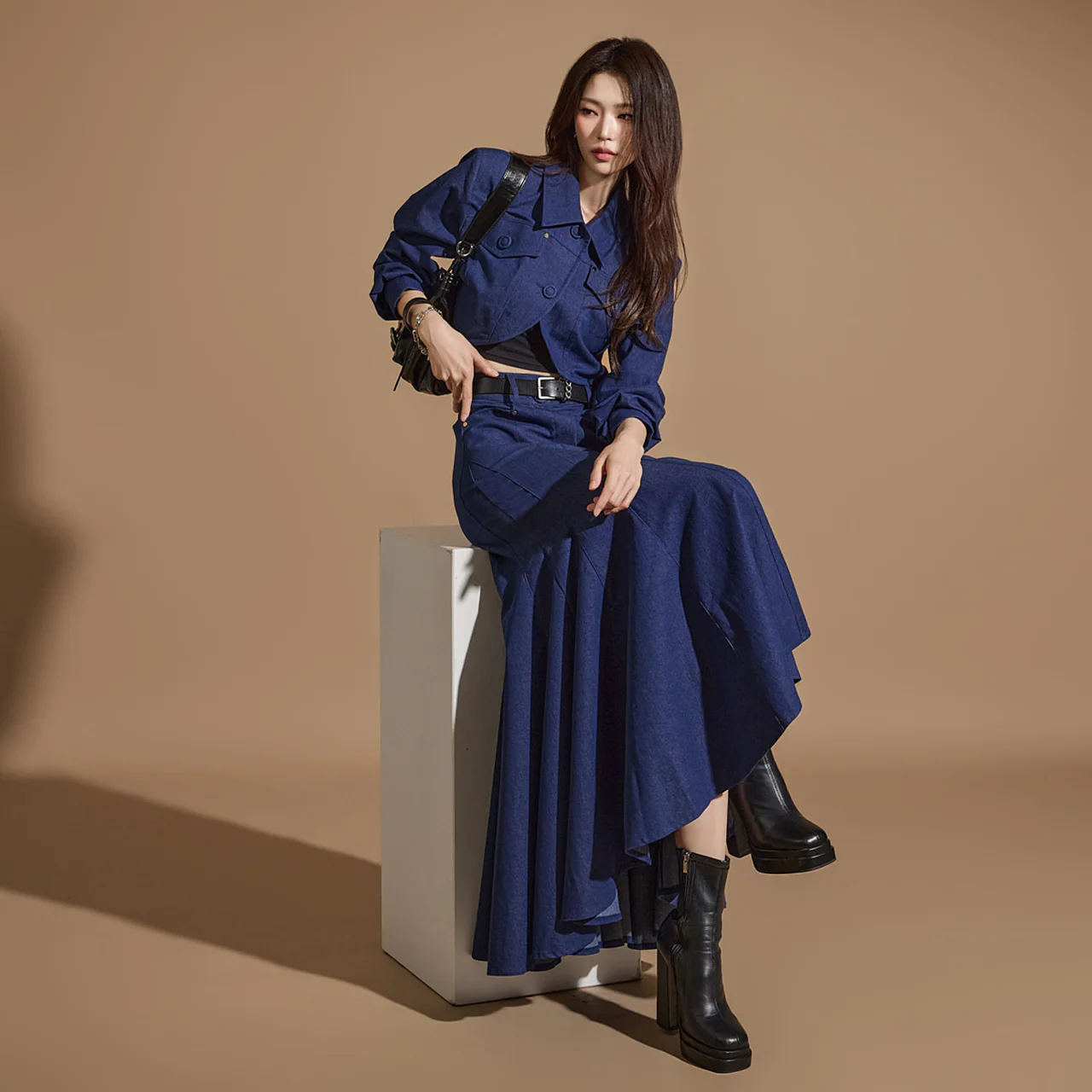TP1929 Denim Jacket and Skirt Set - Image 2