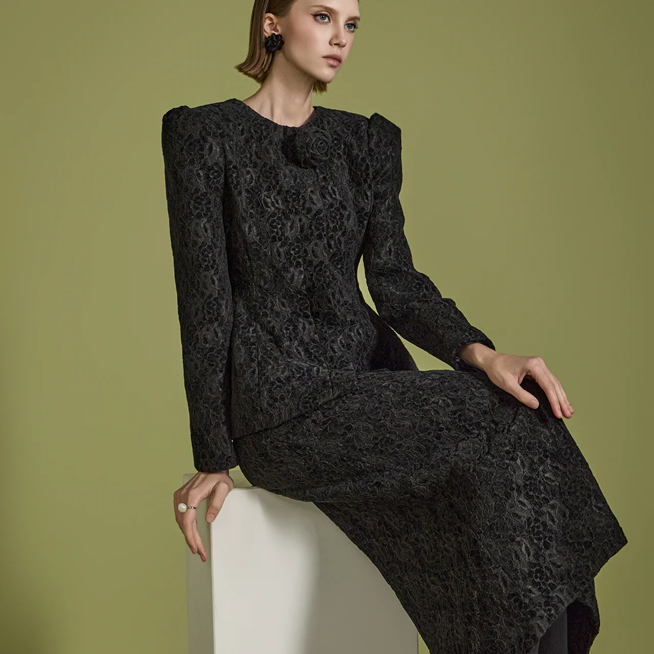 TP1980 Jacquard Jacket and Skirt Set - Image 2