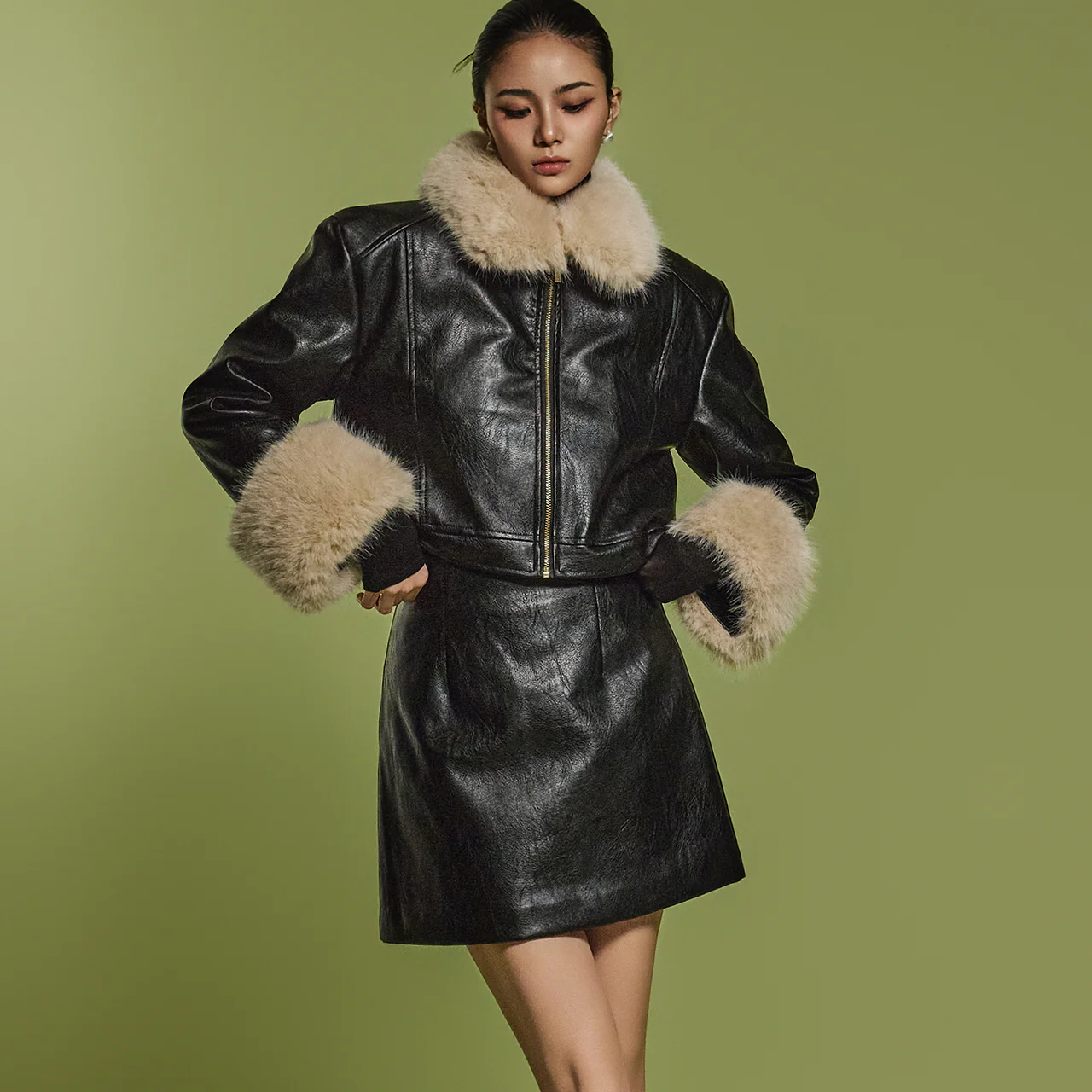 TP1984 Leather Jacket and Skirt Set - Image 2
