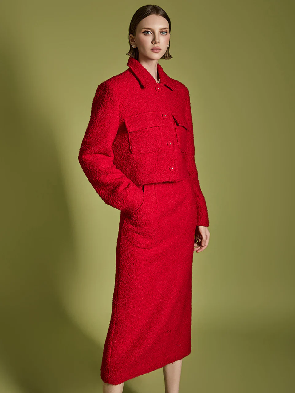 TP1993 Tweed Jacket Skirt Set