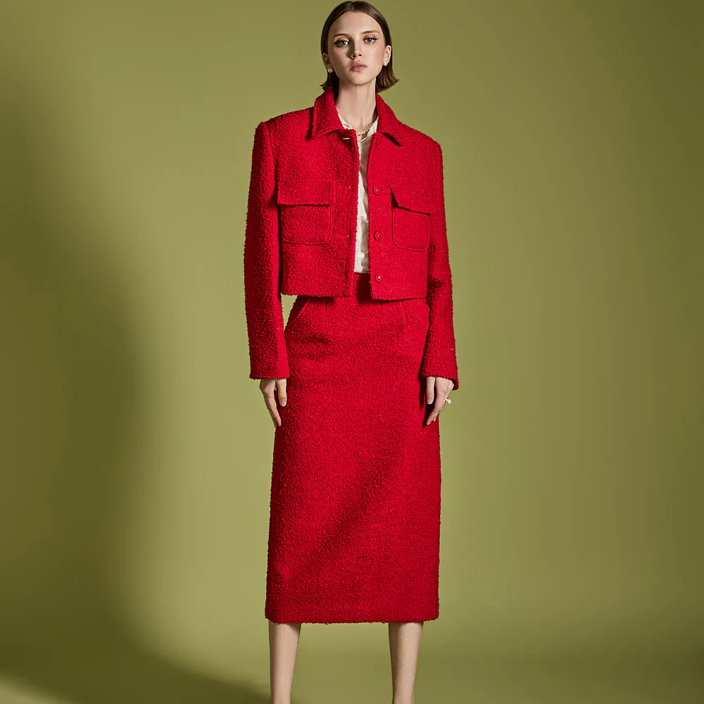 TP1993 Tweed Jacket Skirt Set - Image 2