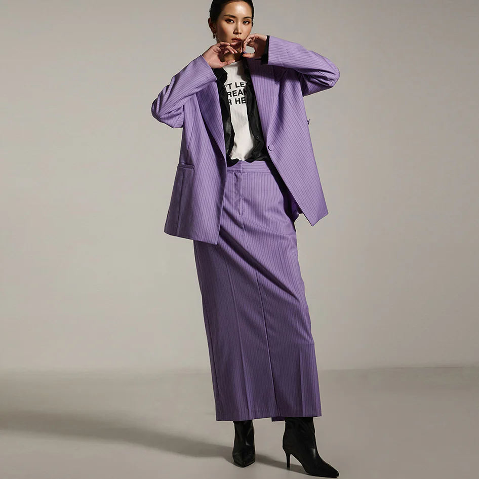 TP2048 Stripe Jacket and Skirt Set - Image 2
