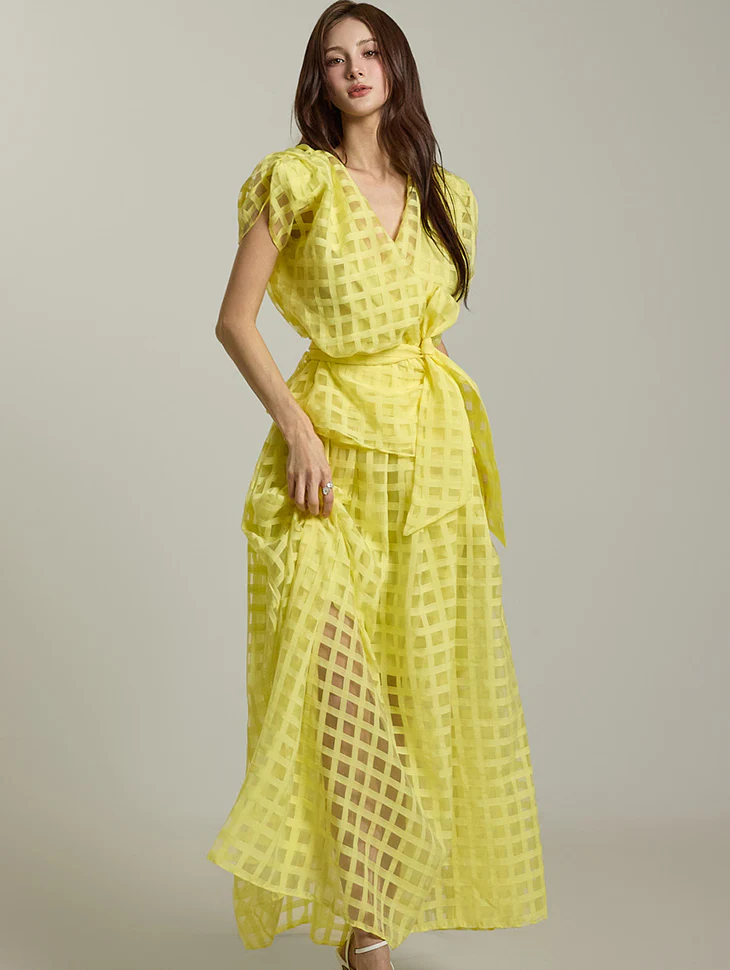 TP2102 Organza Blouse and Skirt Set