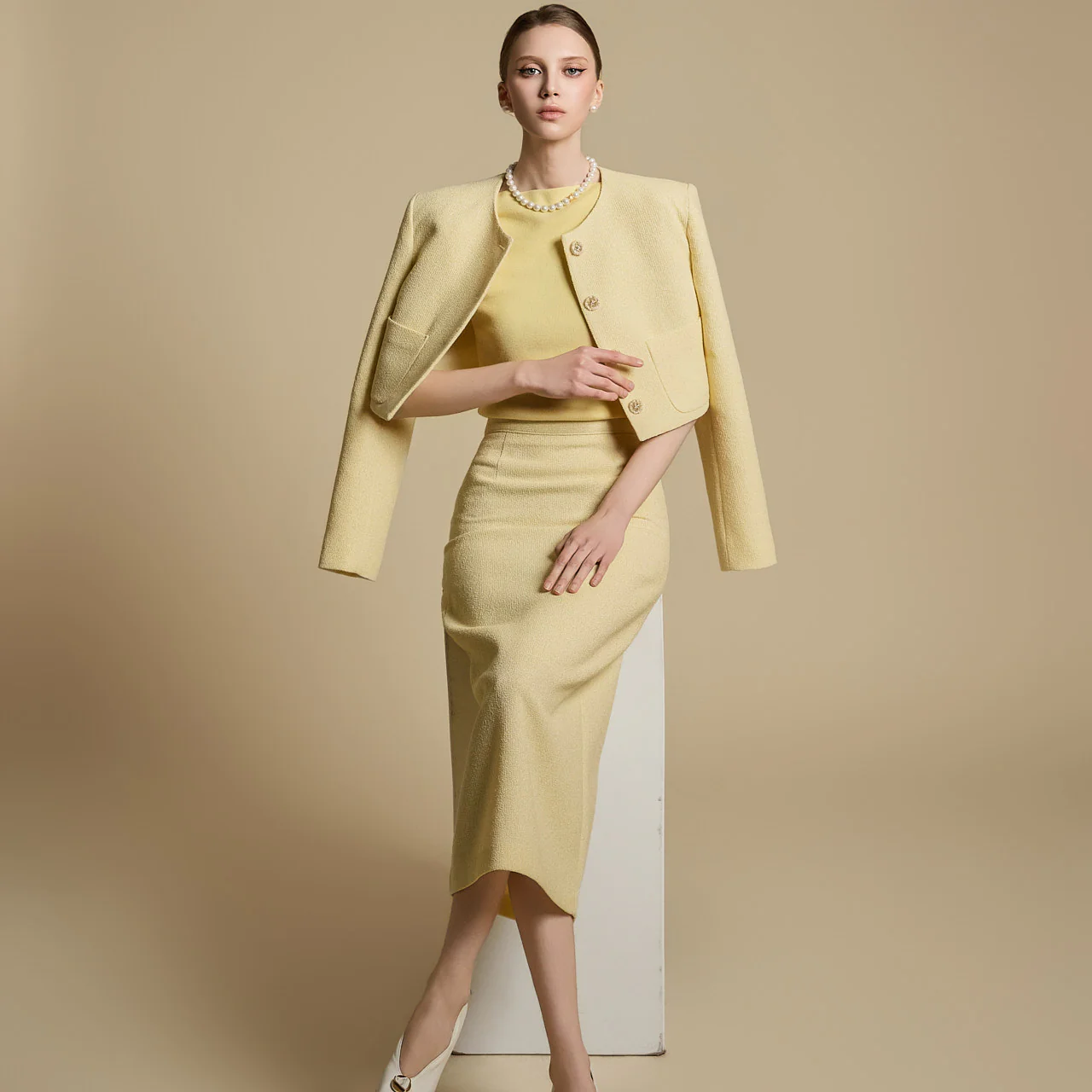TP2120 Tweed Jacket and Skirt Set - Image 2