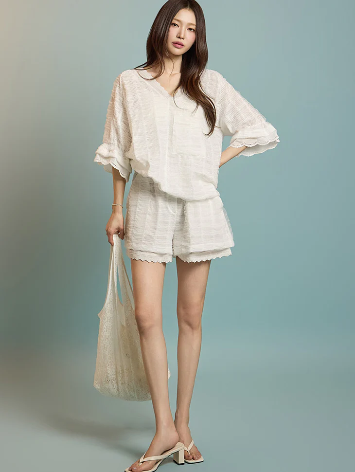 TP2137 Lace Blouse and Pants Set