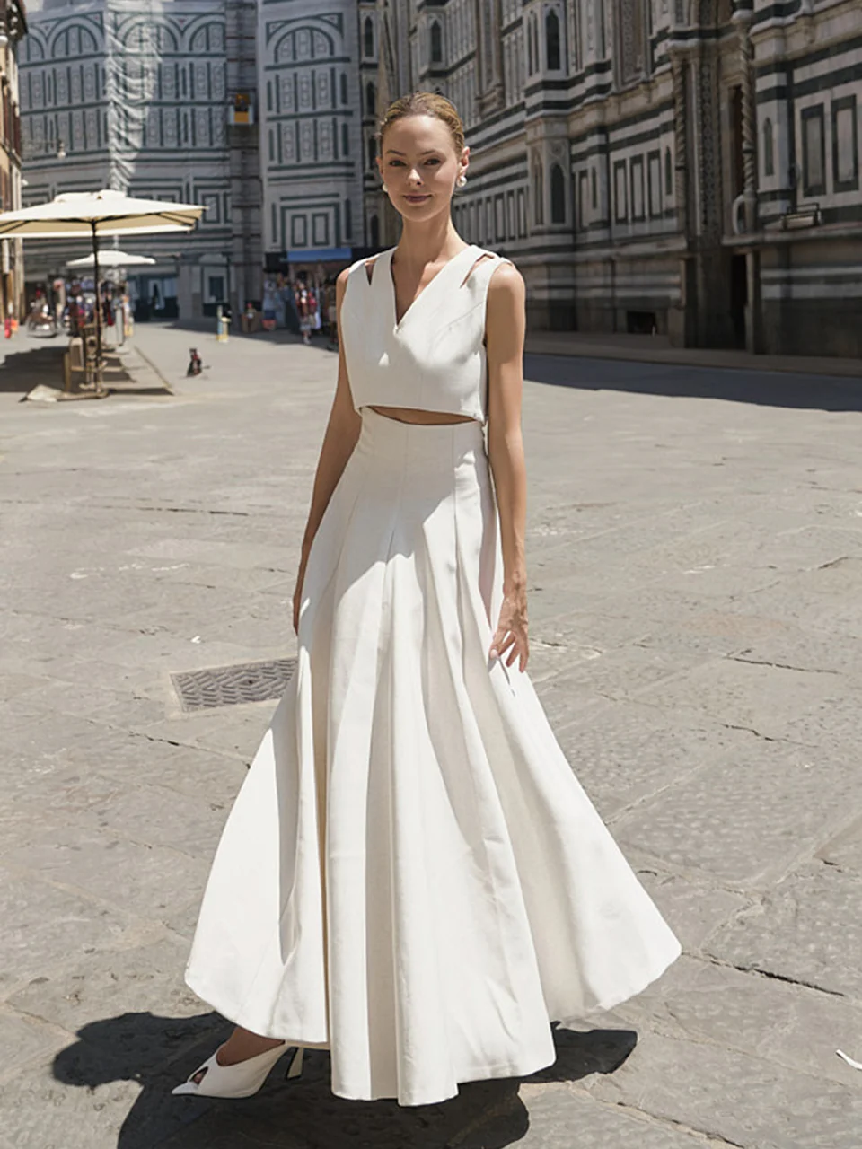 TP9153 Linen Top and Skirt Set